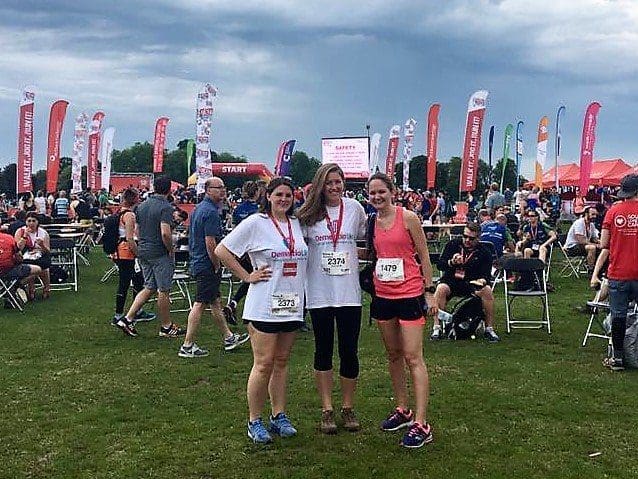 Emma and Anna with a friend at a Dementia UK event