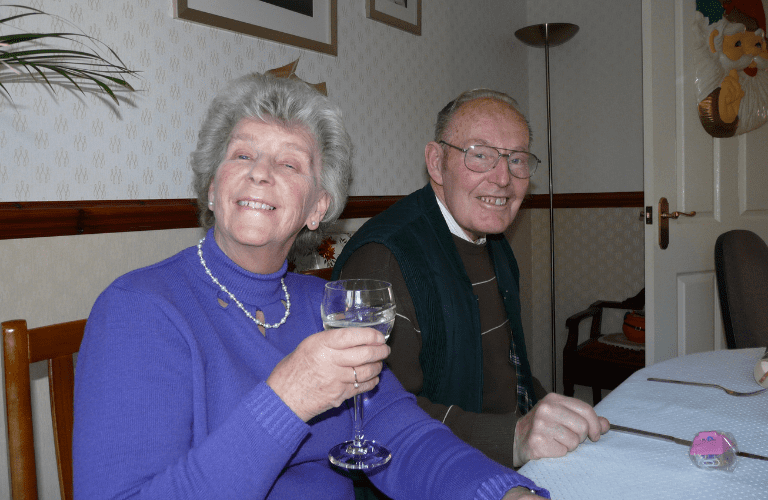 Rachael’s grandma and grandad at Christmas, around 12 years ago