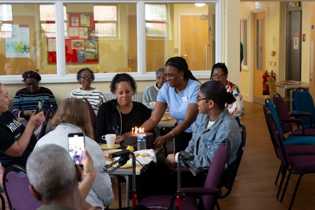 A birthday is celebrated at the cafe