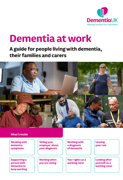 Image of the front cover of Dementia at work guide