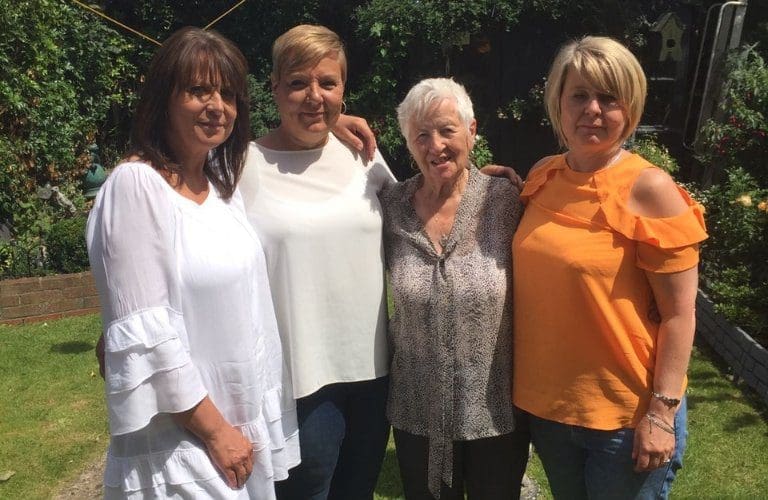 Jule with her mother, family and Admiral Nurse Tracy