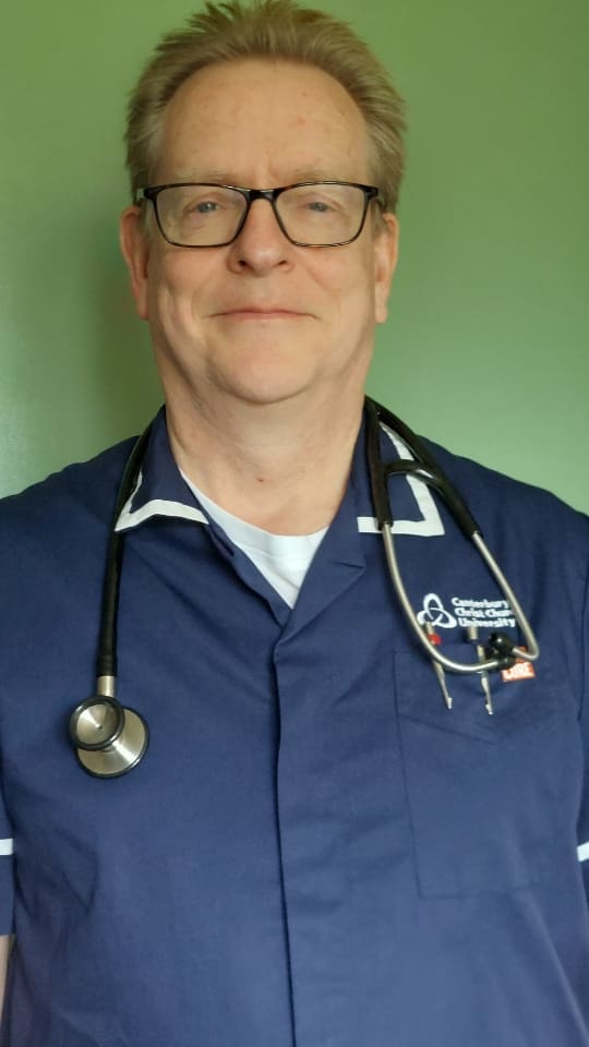 Storyteller Phil Angrave in his Nurses uniform