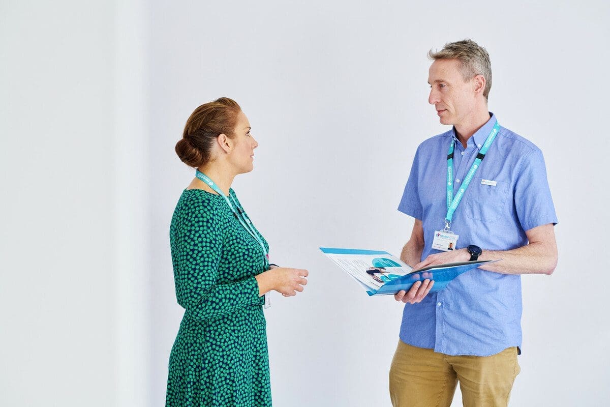 Two Admiral Nurses in a clinical setting