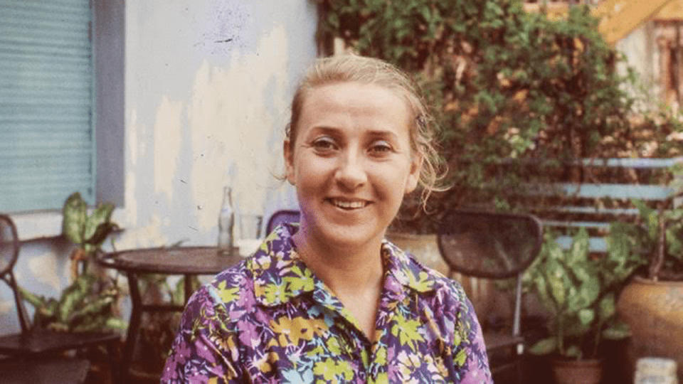 Steve's mum smiles at the camera