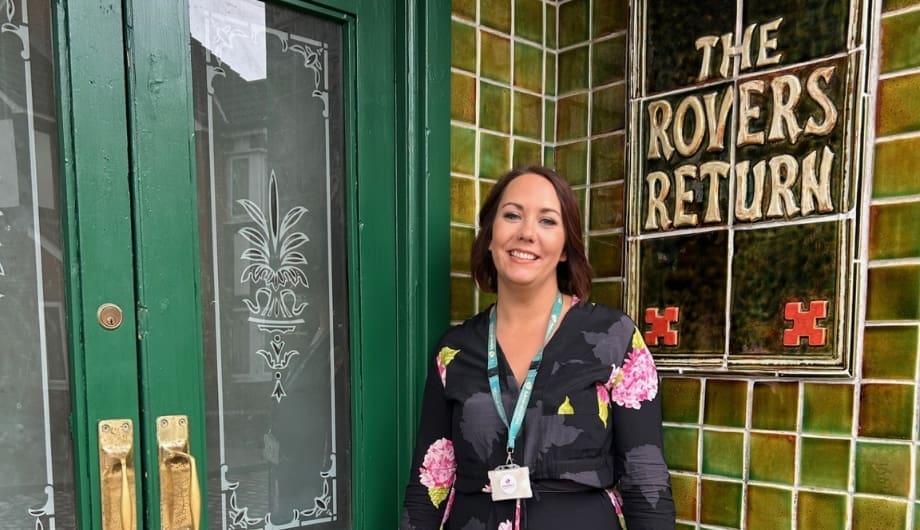 Admiral Nurse for young onset dementia Sophie Dodsworth on the set of Coronation Street