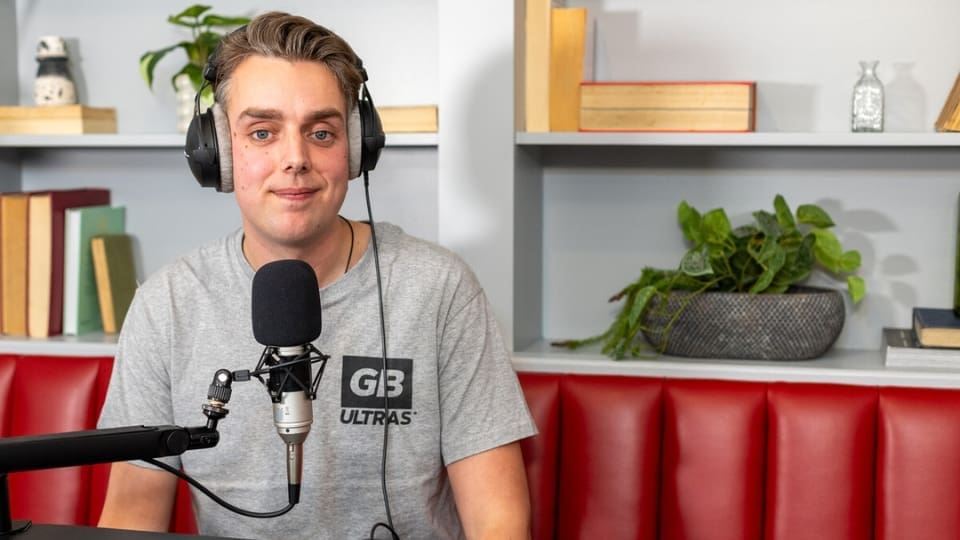 storyteller george bartlett in podcast recording studio