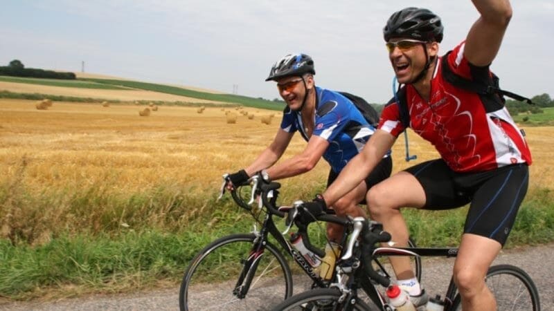 participants in the London to Paris cycle