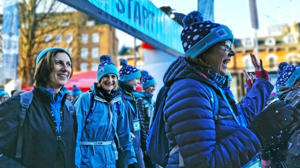 Participants at the start line of the London Winter Walk Ultra Challenge