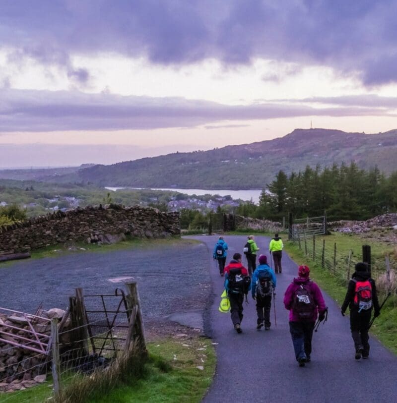 people hiking snowdon at night