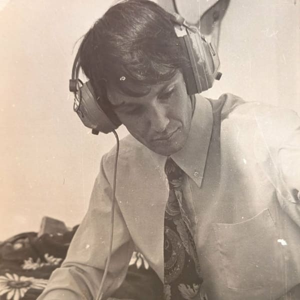 Jon's dad listening to music