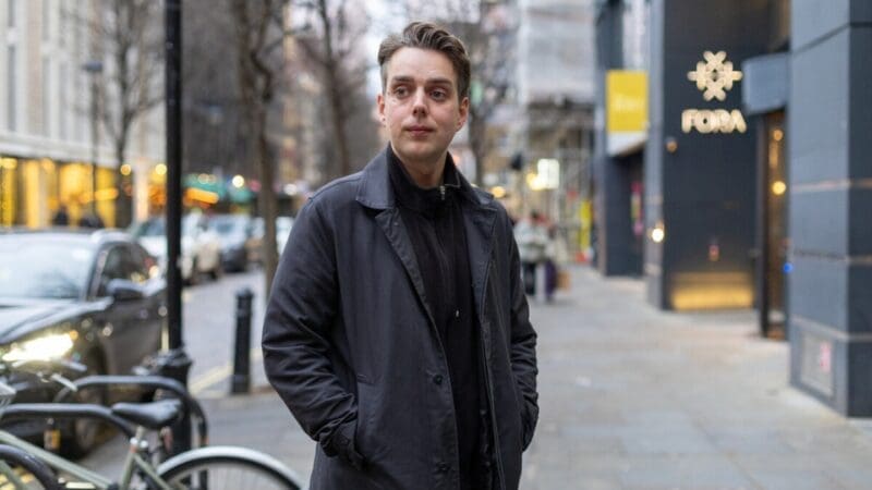 storyteller george bartlett outside soho radio in london