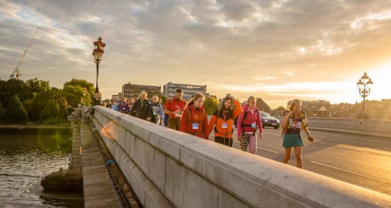 thames bridges participants walking across one of london's bridges