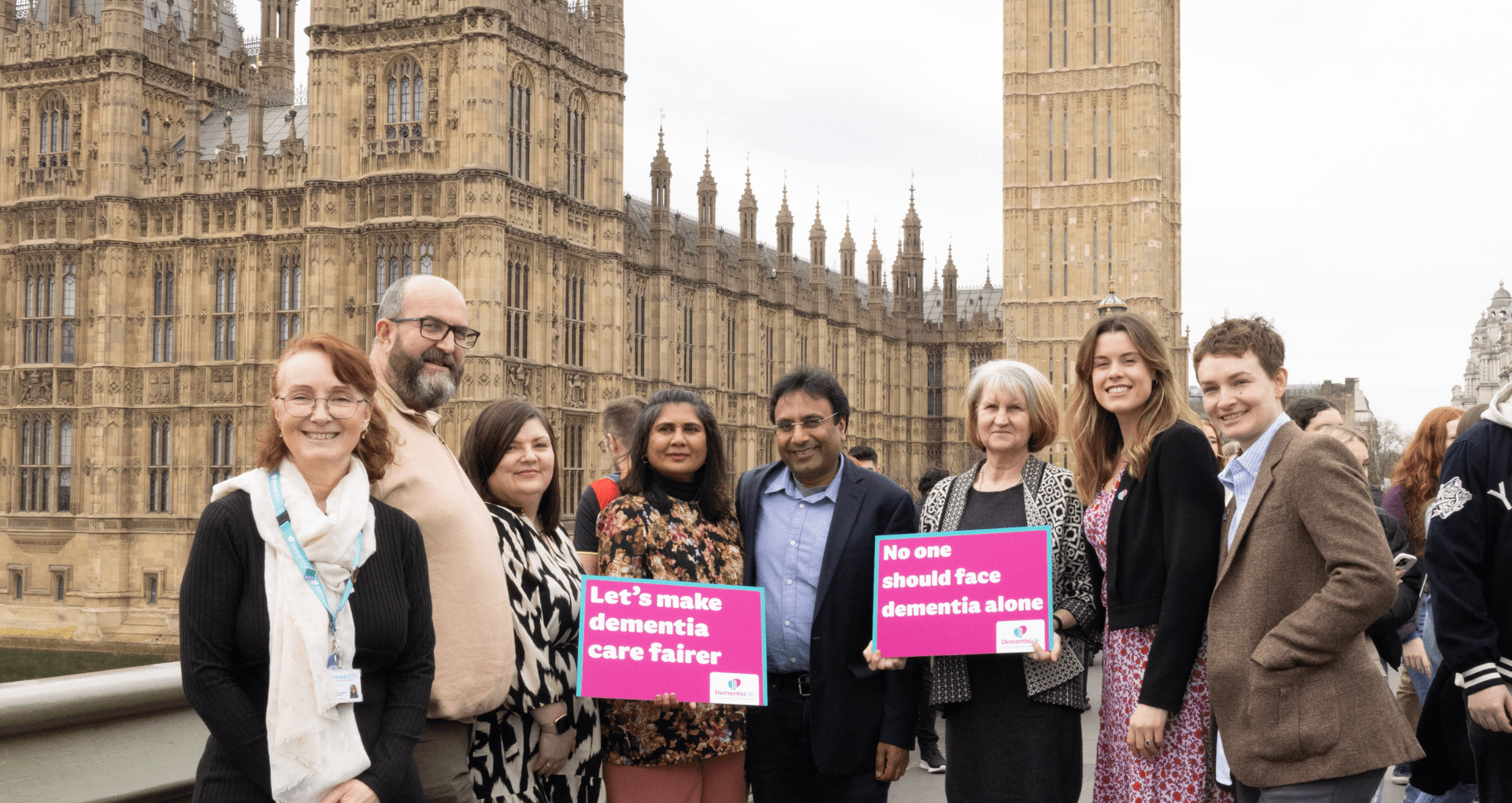 Campaigners outside the houses of parliament