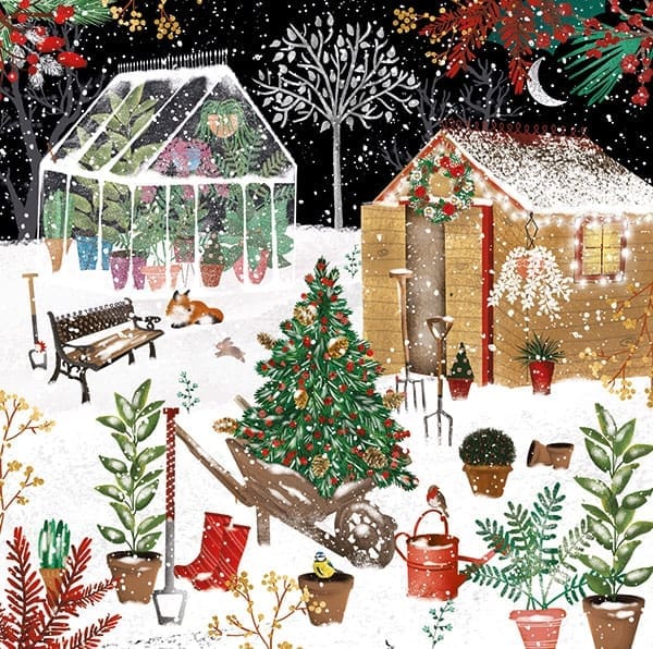 Winter garden themed Christmas card